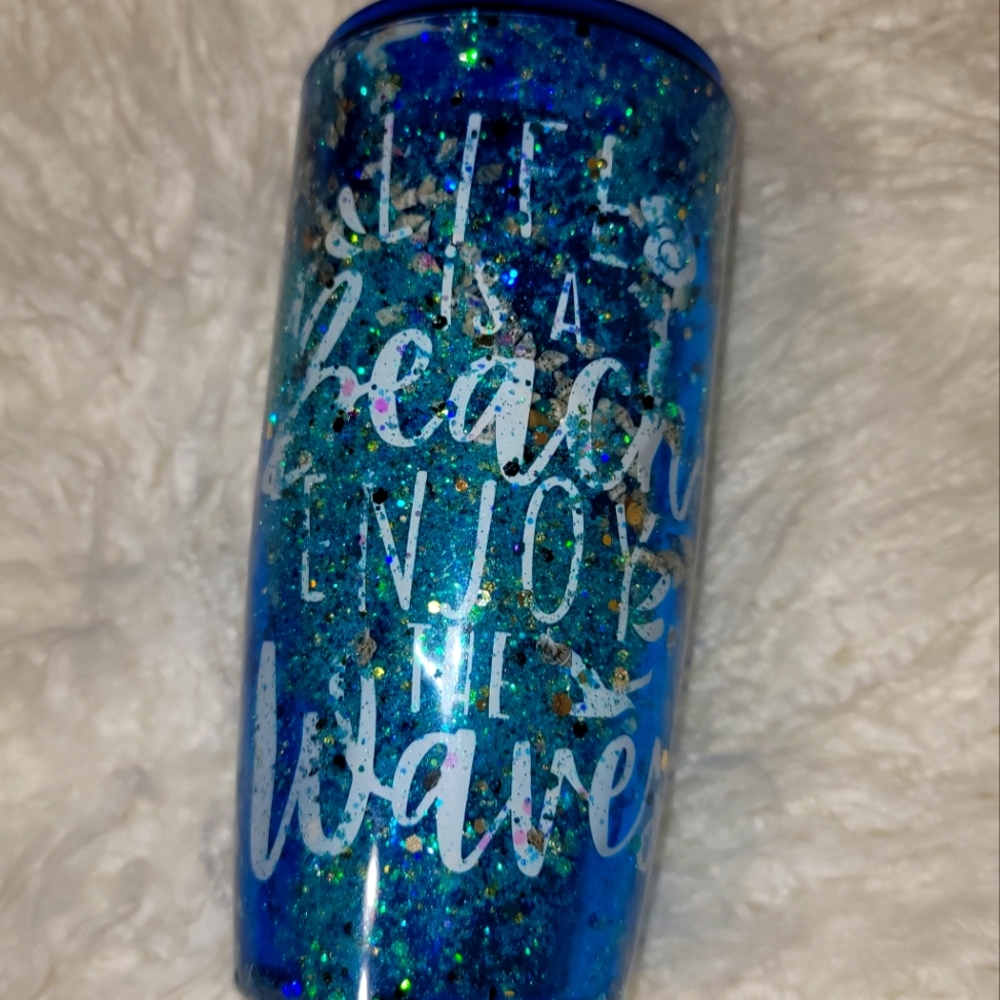 Blue Beach Snowglobe Cup